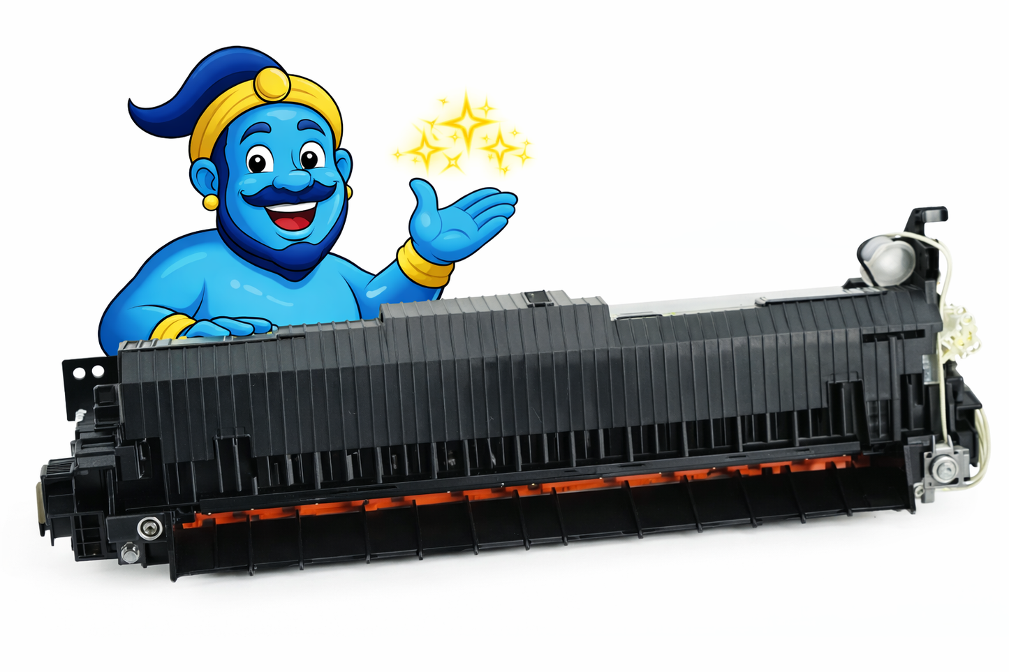 Refurbished Brother HL and DCP series fuser unit LJA483001 LY8588001 with Printer Genie mascot – replacement fuser assembly