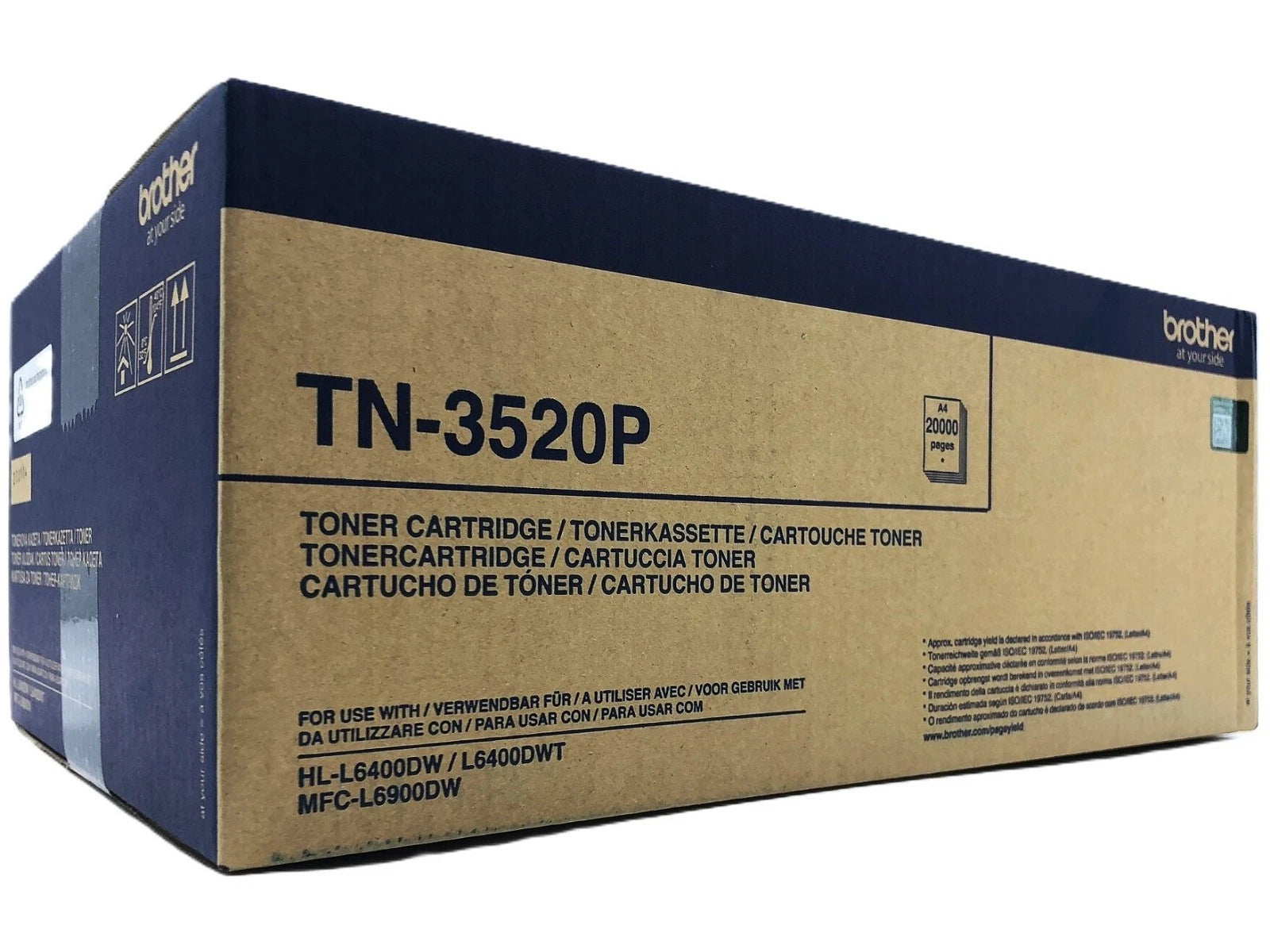 Brother TN-3520P original OEM black toner cartridge for Brother mono laser printers